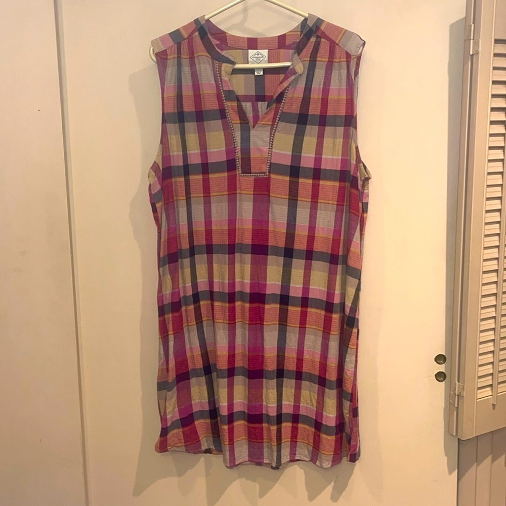 St Johns Bay plaid sleeveless mini dress / tunic size XXL